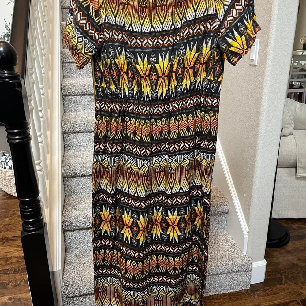 Aztec unique maxi dress folkart stay fisherman embroidered l/xl